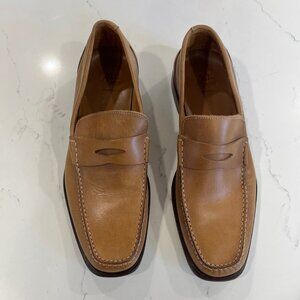 Attitude Pegabo Italian Men's all Leather Brown Loafers Size 44/10.5 USA